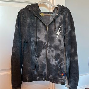 Aviator Nation tie dye charcoal zip up hoodie
